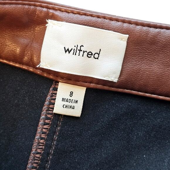 Aritzia Wilfred Adele Vegan Leather Pants in Cognac Brown Size 8 NWOT Kick Flare - Picture 4 of 10